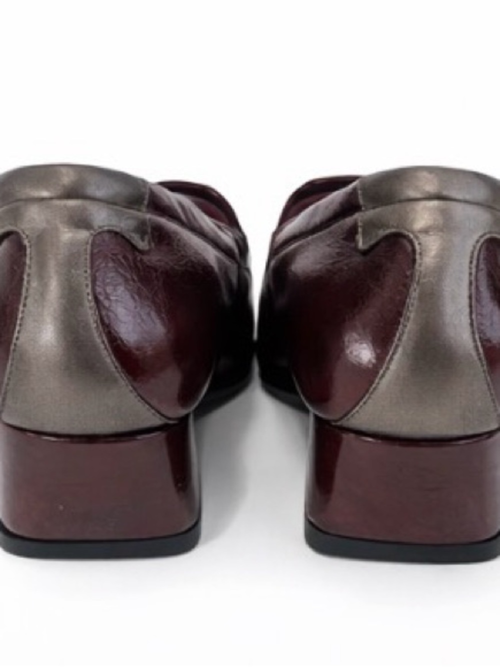 Taryn Rose Leather Loafers Brown Burgundy Square Toe IT 37/US 7 Dark Academia - Picture 3 of 5